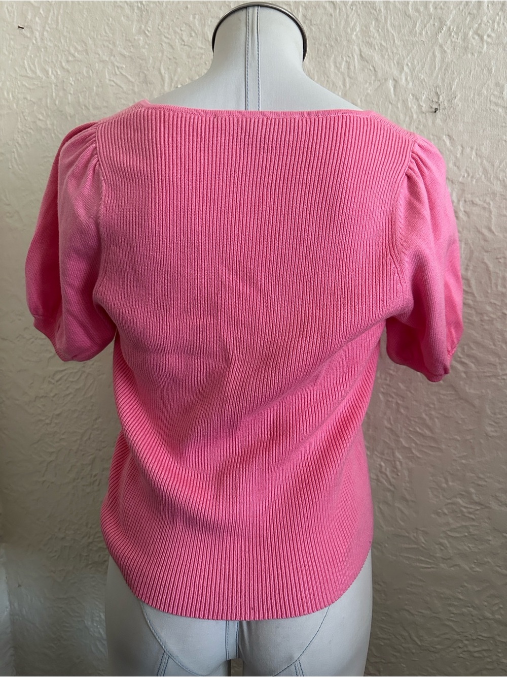 French Connection Jaida Pink Square Neck Short Sleeve Sweater NWT Large Wool - Picture 4 of 7